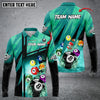 Maxcorners Billiards Abstract Grunge Texture X Multicolor Option Customized Name Long Sleeve Polo Shirt
