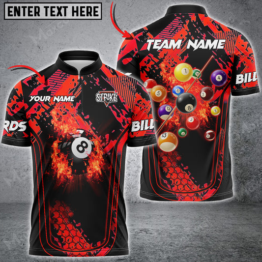 Maxcorners Billiards Fire Grunge Personalized Name, Team Name Unisex 3D Shirt ( More Color Options )