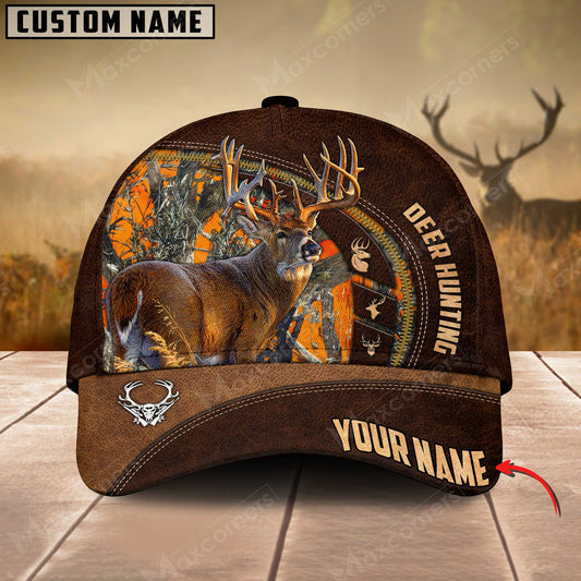 Maxcorners Hunting Deer Leather Zip Pattern Personalized Hats 3D Multicolored