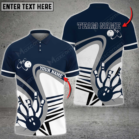 Maxcorners Star Pattern Bowling And Pins Multicolor Option Customized Name 3D Shirt (6 Colors)