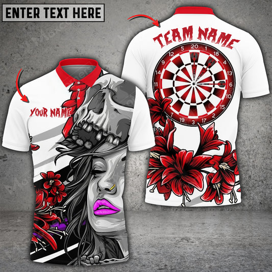 Maxcorners Red Flower Girl Dart Board Personalized Name, Team Name 3D Shirt