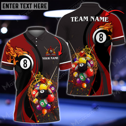 Maxcorners Billiards Ball 8 Water Flow Personalized Name, Team Name Unisex Shirt