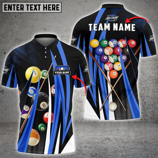 Maxcorners Billiards Thunder Zigzag Personalized Name, Team Name Unisex Zipper Polo ( More Color Options )