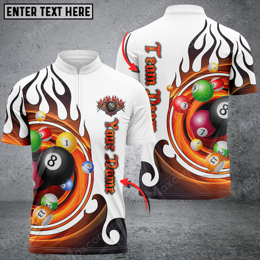 Maxcorners Billiards Fire Tornado Personalized Name 3D Shirt (Multi Color Options)