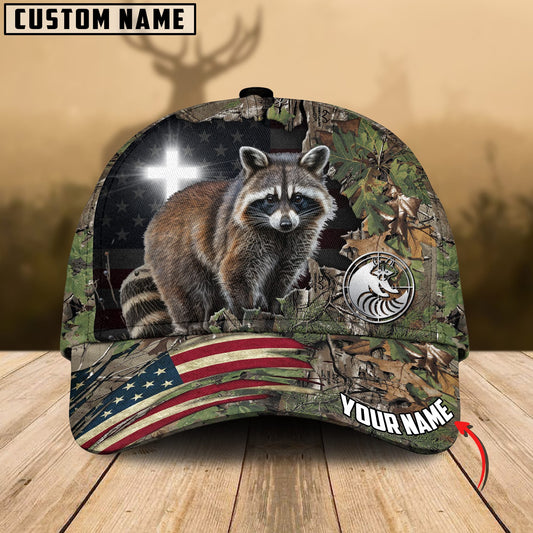 Maxcorners Premium Loralle Hunting Racoon Under God Personalized Hats 3D Multicolored