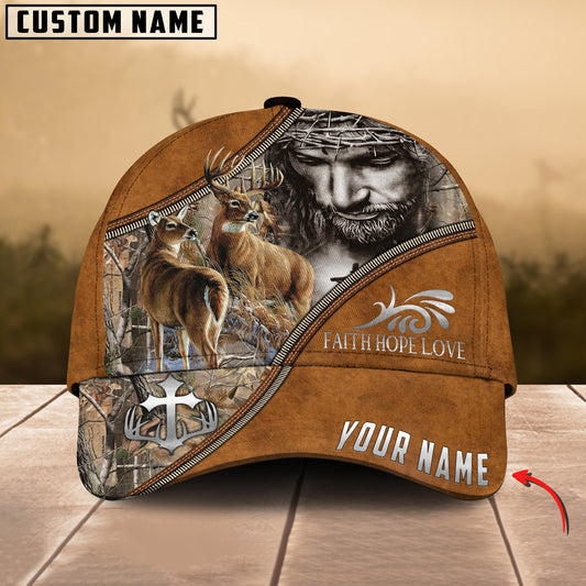 Maxcorners Premium Hunting Deer Faith Hope Love Personalized Hats 3D Multicolored