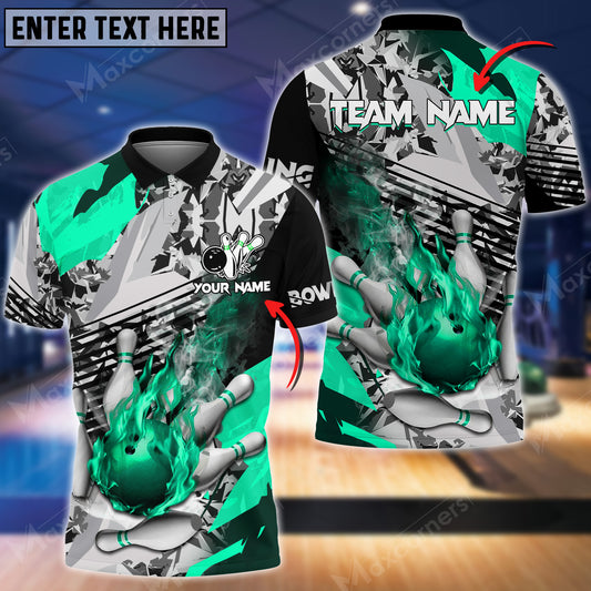 Maxcorners Bowling Ball And Pins Apollo Sun Multicolor Option Customized Name 3D Shirt (4 Colors)