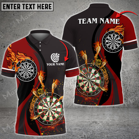 Maxcorners Fire Water Flow Darts For Team Design Multicolor Option Personalized Name 3D Shirt