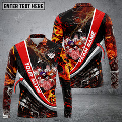 Maxcorners Billiards Thunder Multicolor Option Customized Name Long Sleeve Polo Shirt