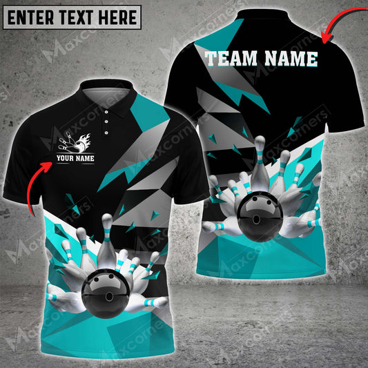 Maxcorners Bowling Ball And Pins Broken Reality Multicolor Option Customized Name 3D Shirt (4 Colors)