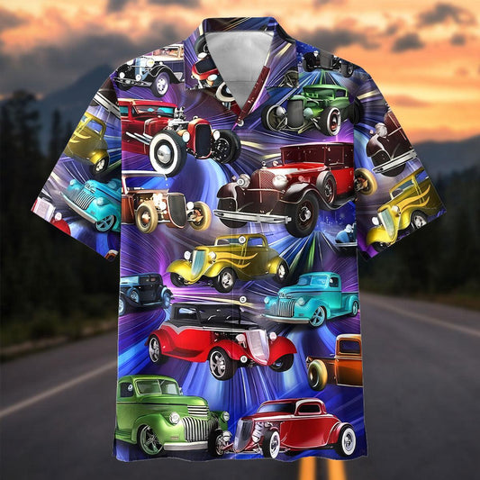 Maxcorners Personalized Vintage Hot Rod Classics Hawaiian Shirt