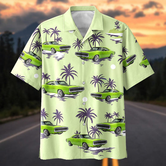 Maxcorners Personalized Car Classic Muscle Car Palm Tree Hawaiian Shirt