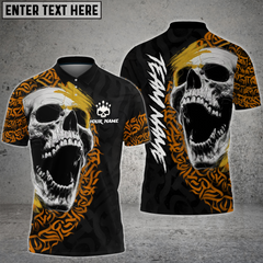 Maxcorners Skull Bowling Shirt Gothic Tribal Tattoo Style Multioptions Personalized Name, Team Name Unisex 3D Shirt (4 Colors)