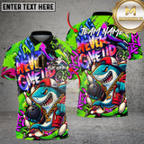 Maxcorners Bowling Shirt Hip Hop Shark Never Give Up Multioptions Personalized Name, Team Name Unisex 3D Shirt (4 Colors)