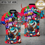 Maxcorners Bowling Shirt Hip Hop Shark Never Give Up Multioptions Personalized Name, Team Name Unisex 3D Shirt (4 Colors)