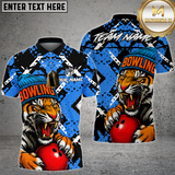 Maxcorners Bowling Shirt Fierce Tiger Sport Streetwear Multioptions Personalized Name, Team Name Unisex 3D Shirt (4 Colors)