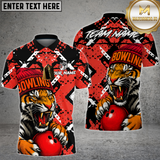 Maxcorners Bowling Shirt Fierce Tiger Sport Streetwear Multioptions Personalized Name, Team Name Unisex 3D Shirt (4 Colors)
