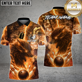 Maxcorners Bowling Shirt Lightning Wolf Firestorm Strike Multioptions Personalized Name, Team Name Unisex 3D Shirt (4 Colors)