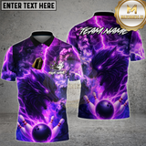 Maxcorners Bowling Shirt Lightning Wolf Firestorm Strike Multioptions Personalized Name, Team Name Unisex 3D Shirt (4 Colors)