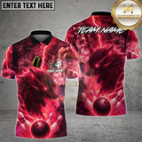 Maxcorners Bowling Shirt Lightning Wolf Firestorm Strike Multioptions Personalized Name, Team Name Unisex 3D Shirt (4 Colors)