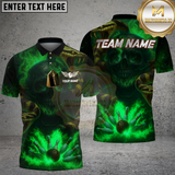 Maxcorners Bowling Shirt Evil Snake Skull Smoke Design Multioptions Personalized Name, Team Name Unisex 3D Shirt (4 Colors)