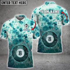 Maxcorners Billiards 8 Ball Tie-Dye Pattern Personalized Name 3D Shirt (Multi Color Options)