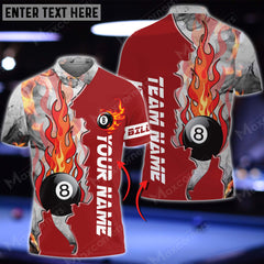 Maxcorners Billiards 8 Ball Fire Smoke Multicolor Options Customized Name 3D Shirt