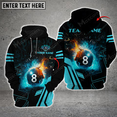 Maxcorners Billiards 8 Ball Flame Multicolor Option Customized Name 3D Hoodie