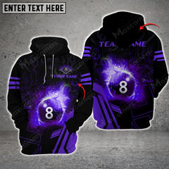 Maxcorners Billiards 8 Ball Flame Multicolor Option Customized Name 3D Hoodie