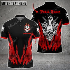 Maxcorners Billiards 8 Ball Skull Personalized Name 3D Shirt (Multi Color Options)