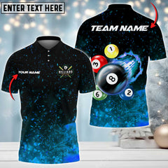 Maxcorners Billiards Beast Flame Pattern Personalized Name 3D Shirt (Multi Color Options)