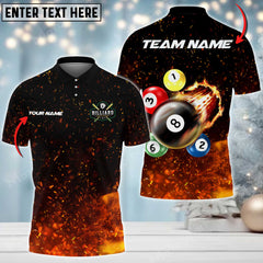 Maxcorners Billiards Beast Flame Pattern Personalized Name 3D Shirt (Multi Color Options)