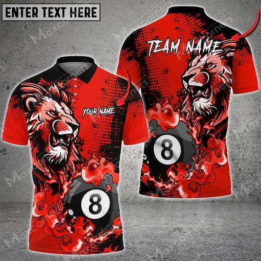 Maxcorners Billiards 8 Ball Fire Lion King Personalized Name, Team Name Unisex Shirt ( 6 Colors )