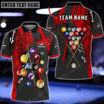 Maxcorners Billiards X-Shaped Texture Multicolor Options Customized Name 3D Shirt