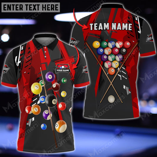 Maxcorners Billiards X-Shaped Texture Multicolor Options Customized Name 3D Shirt