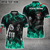 Maxcorners Billiard Fire Skull Personalized Name 3D Shirt (Multi Color Options)