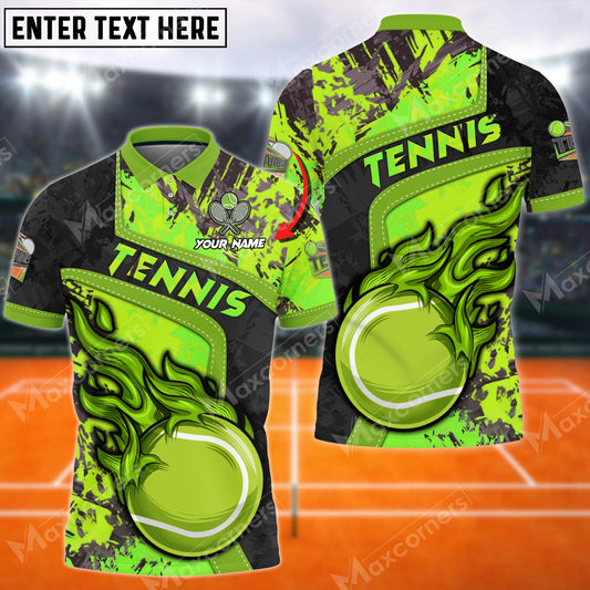 Maxcorners Tennis Ball Grunge Multicolor Options Customized Name 3D Shirt ( 4 Colors )