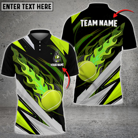 Maxcorners Tennis Fire Multicolor Options Customized Name 3D Shirt ( 6 Colors )