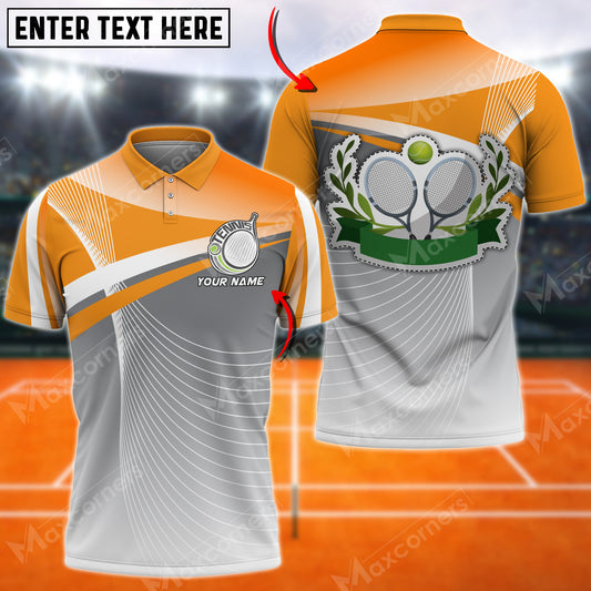 Maxcorners Tennis Ball Elite Line Pattern Multicolor Options Customized Name 3D Shirt ( 6 Colors )