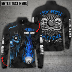 Maxcorners Cue Billiard 8 Ball Personalized Name Long Sleeve Polo Shirt