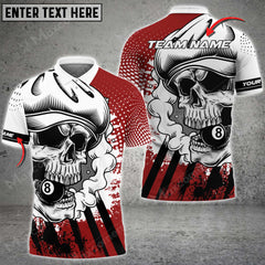 Maxcorners Billiards Skull Holding 8 Ball Personalized Name, Team Name Unisex Shirt ( 6 Colors )