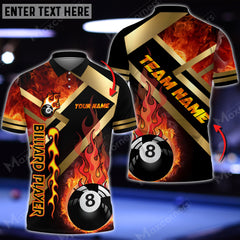 Maxcorners Billiards Ball 8 Metal And Fire Personalized Name, Team Name Unisex Shirt ( 5 Colors )