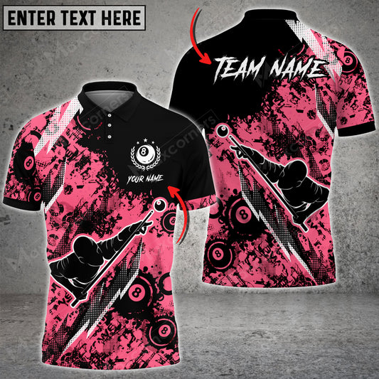 Maxcorners Player Billiards 8 Ball Grunge Multi Color Options Personalized Name 3D Shirt