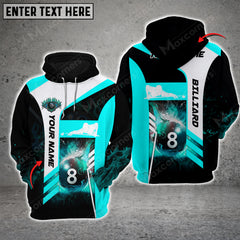Maxcorners Billiards 8 Ball Fire Multicolor Option Customized Name 3D Hoodie