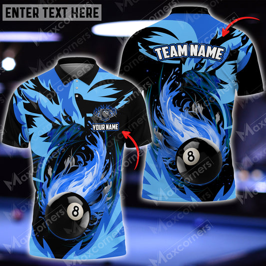 Maxcorners Billiards Fire Phoenix Multicolor Options Personalized Name 3D Shirt (6 Colors)