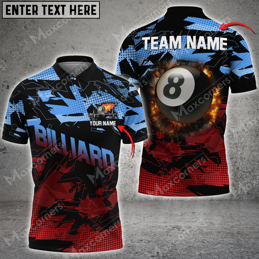Maxcorners Billiards Halfway Round Of The World Personalized Name, Team Name Unisex Shirt ( 4 Colors )