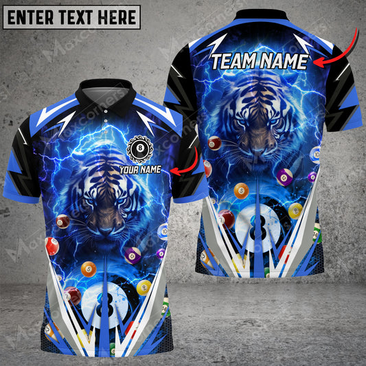 Maxcorners Billiards Thunder Tiger Multicolor Options Personalized Name 3D Shirt (6 Colors)