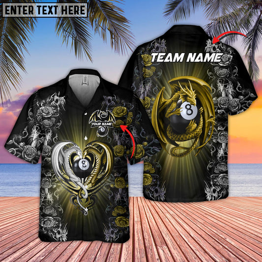 Maxcorners Billiards Dark Dragon Multicolor Options Personalized Name Hawaiian Shirt ( 6 Colors )