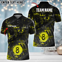 Maxcorners Billiards 8 Ball  Personalized Name Team Name 3D Shirt (Multi Color Options)