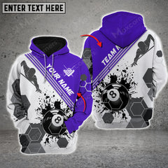 Maxcorners Billiards Players Black Stains Multicolor Option Customized Name 3D Hoodie